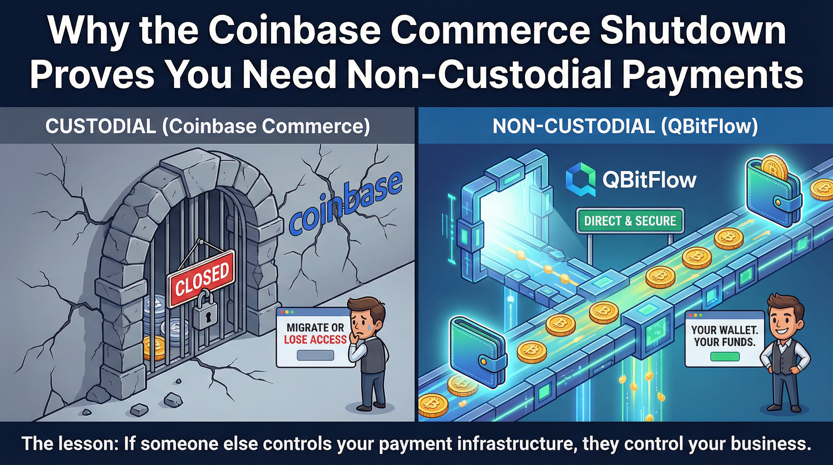 Why the Coinbase Commerce Shutdown Proves You Need Non-Custodial Payments